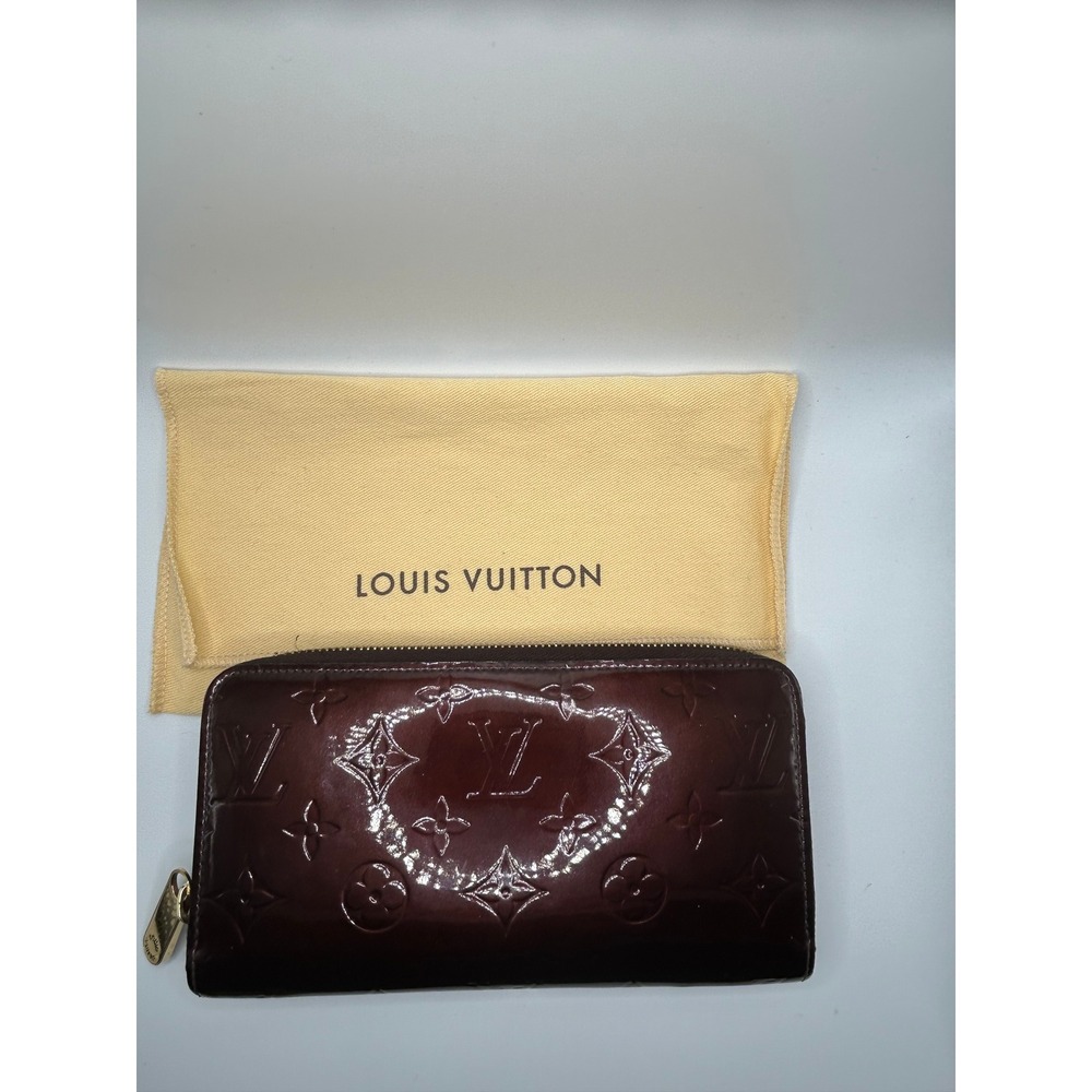 Louis Vuitton Monogram Vernis Long Wallet Zippy Burgundy Patent Leather#392 - Picture 1 of 12